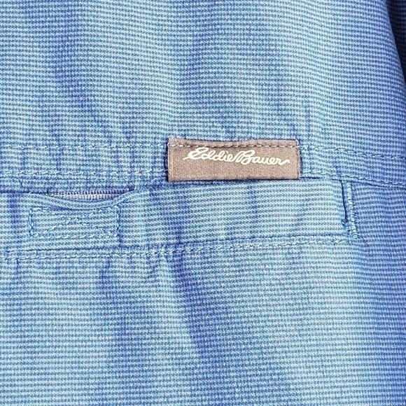Eddie Bauer Travex Men’s Medium Blue Button Up Pocket Mesh Lined Nylon SS Shirt - Picture 6 of 11